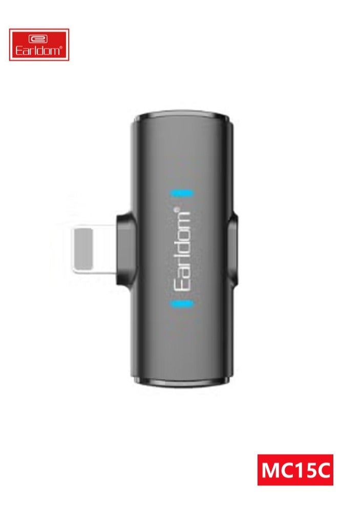 Earldom MC15L Wireless Microphone – Black, Strong Magnetic Attraction, Noise Reduction Technology, Clear Sound, Portable Design, Compatible with Smartphones, PCs & Cameras, Ideal for Recording, Streaming, and Online Meetings - Image 3